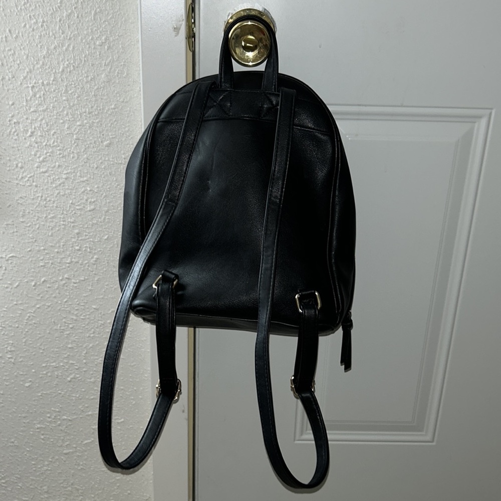 Big Buddha Backpack Purse Black Leather Gem